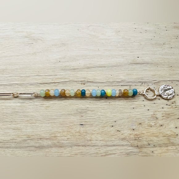 NWT LOFT Gold-Tone Coin Toggle Necklace with Multi Beads - Picture 3 of 5